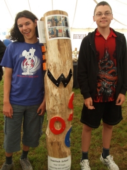 Year 10 students from Yewstock School who crafted a totem pole for the school's sensory garden